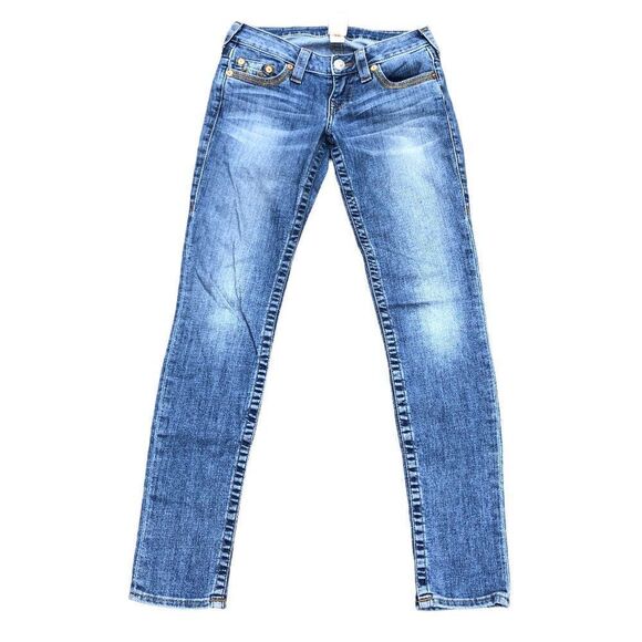 TRUE Religion Jeans Size 26 SKINNY Blue - Picture 4 of 6